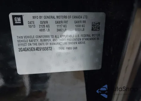 2014 Buick Regal Turbo from USA, damaged, VIN 2G4GK5EX4E9193872